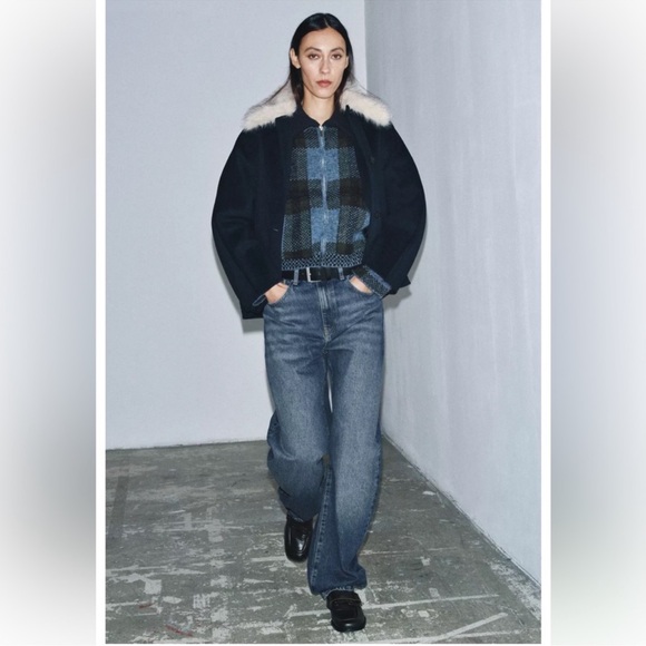 ZARA FAUX FUR COLLAR WOOL COAT - Picture 5 of 16